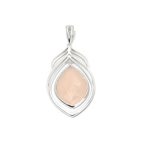 Peachy Pink Chalcedony Feather Pendant