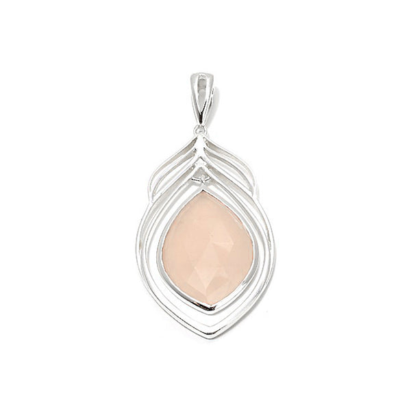 Peachy Pink Chalcedony Feather Pendant