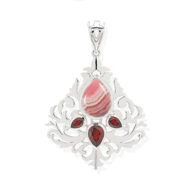 Rhodochrosite and Garnet Damask Pendant