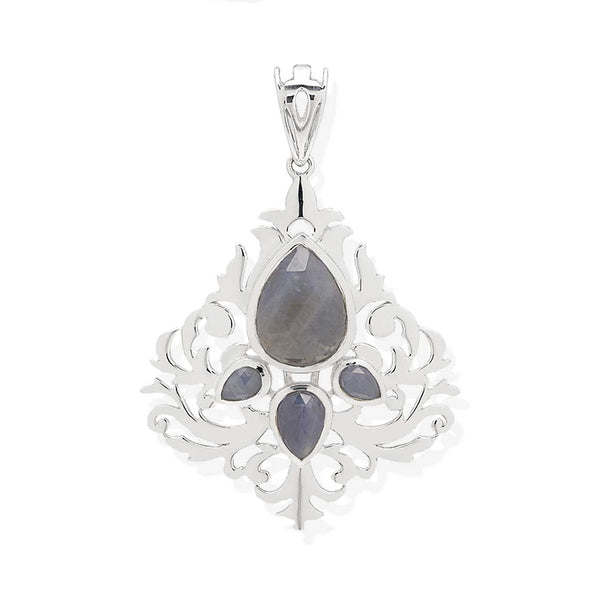 Faceted Blue Sapphire Damask Pendant