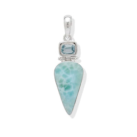 Larimar and Blue Topaz Hinged Pendant