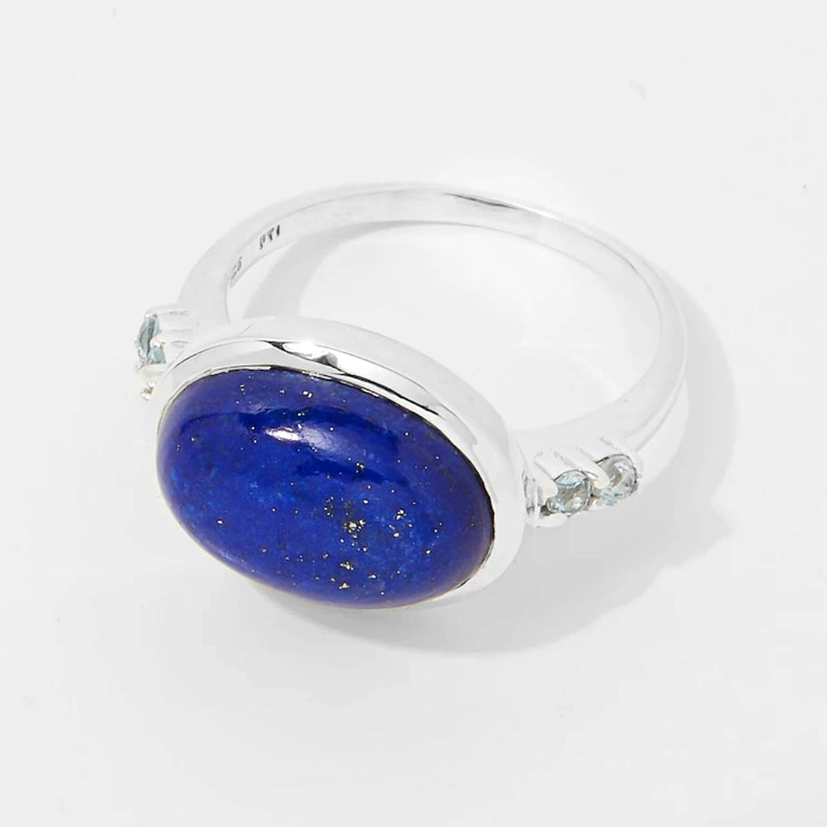 Lapis and White Topaz Ring