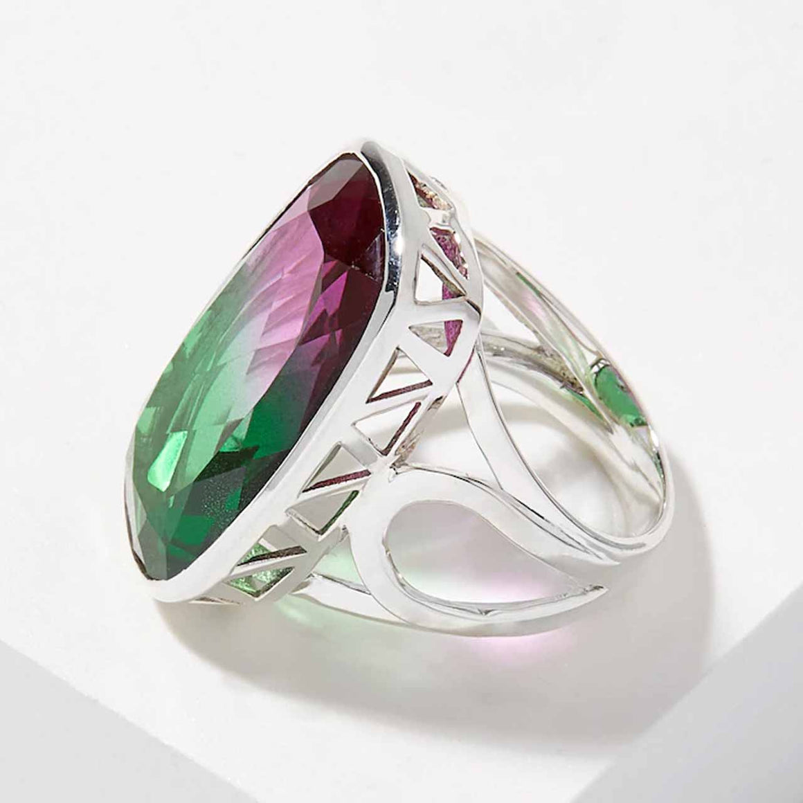 Bi Colour Watermelon Quartz Ring