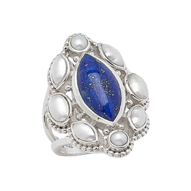 Lapis and Freshwater Pearl Ring