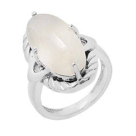 Rainbow Moonstone Long Oval Ring