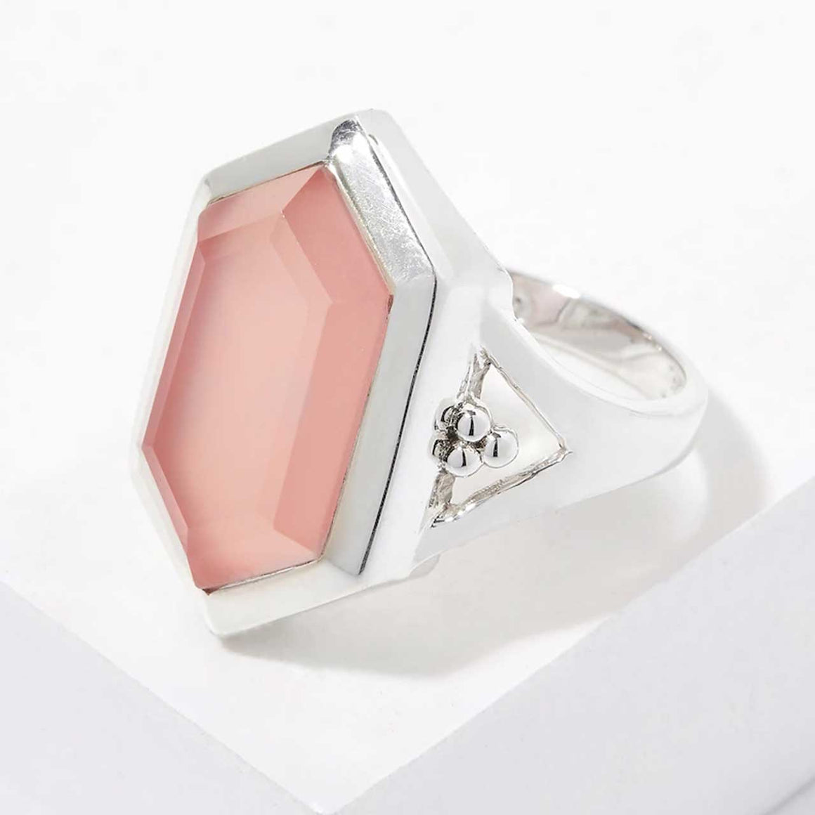 Pink Chalcedony Hexagonal Ring