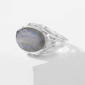 Labradorite Scrollwork Ring