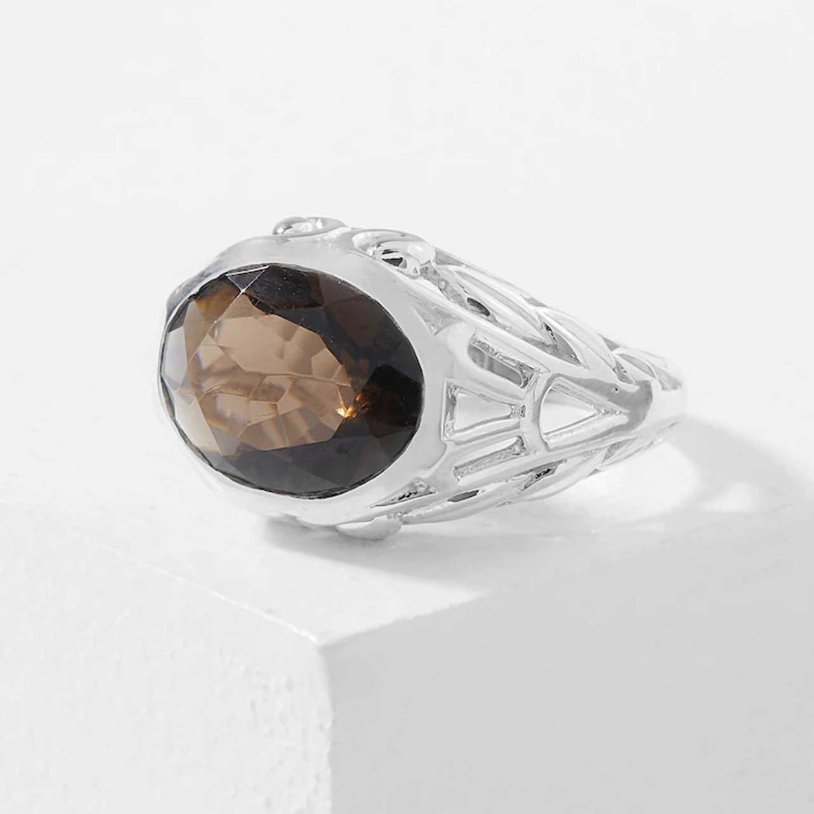 Smokey Quartz Scrollwork Ring