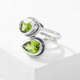 Peridot Double Teardrop Ring