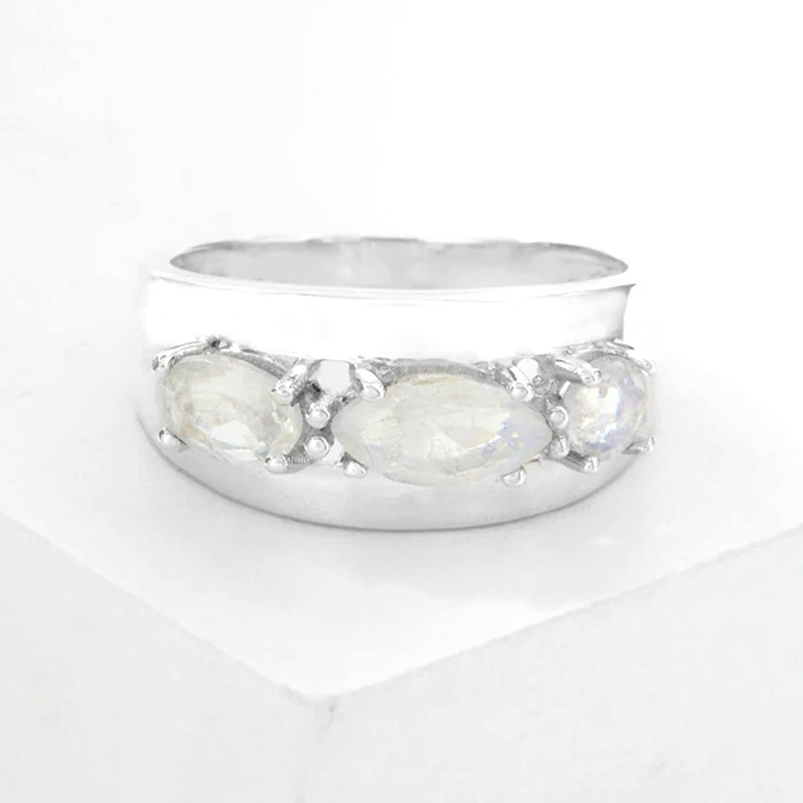 Rainbow Moonstone Multi Shape Gemstone Ring