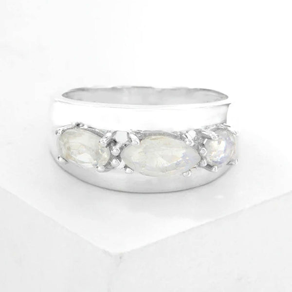Rainbow Moonstone Multi Shape Gemstone Ring