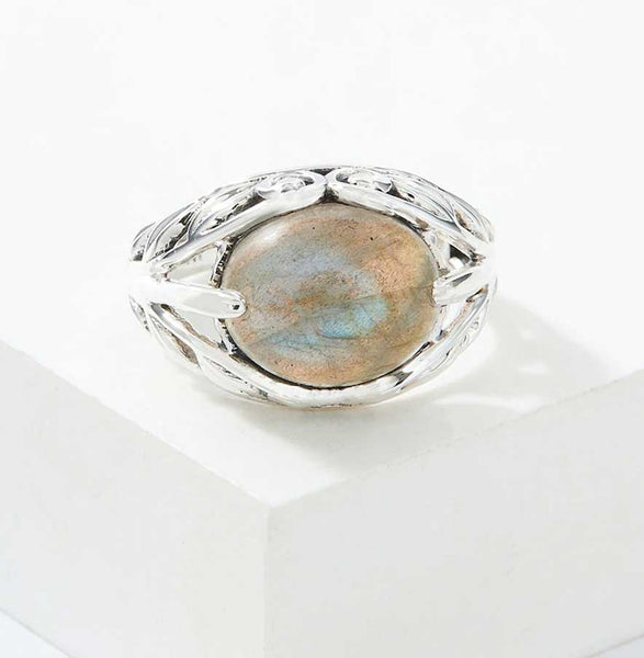 Labradorite Scrollwork Ring