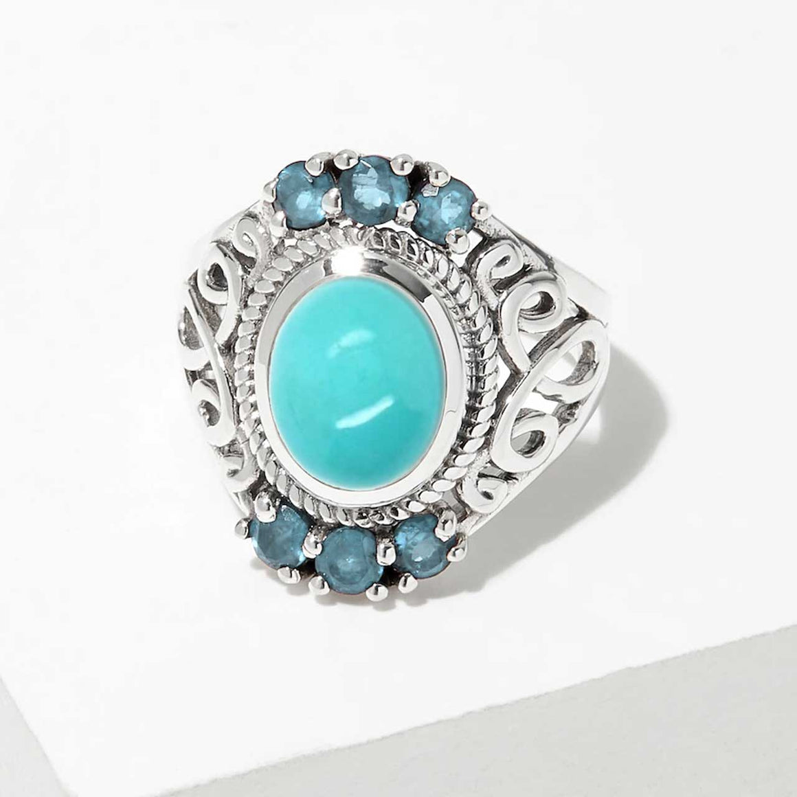 Arizonia Turquoise and Blue Topaz Ring