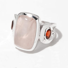 Rose Quartz and Garnet Ring