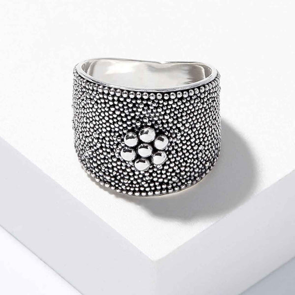 Antique Finish Textured Flower Ring