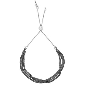 Three Strand Popcorn Bolo Bracelet Black Rhodium Plate