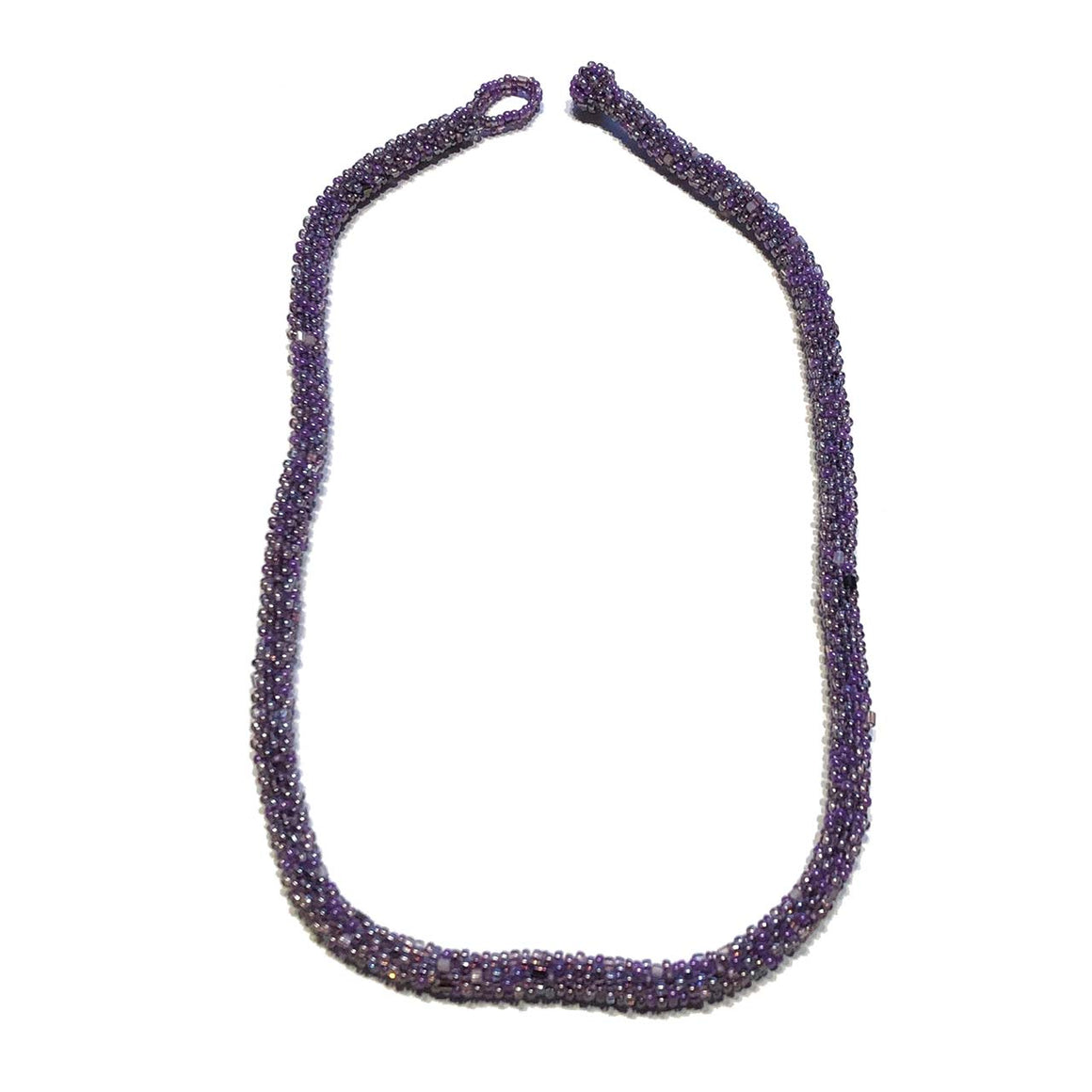Hand Crocheted Multi Coloured Purple Glass Bead Necklace