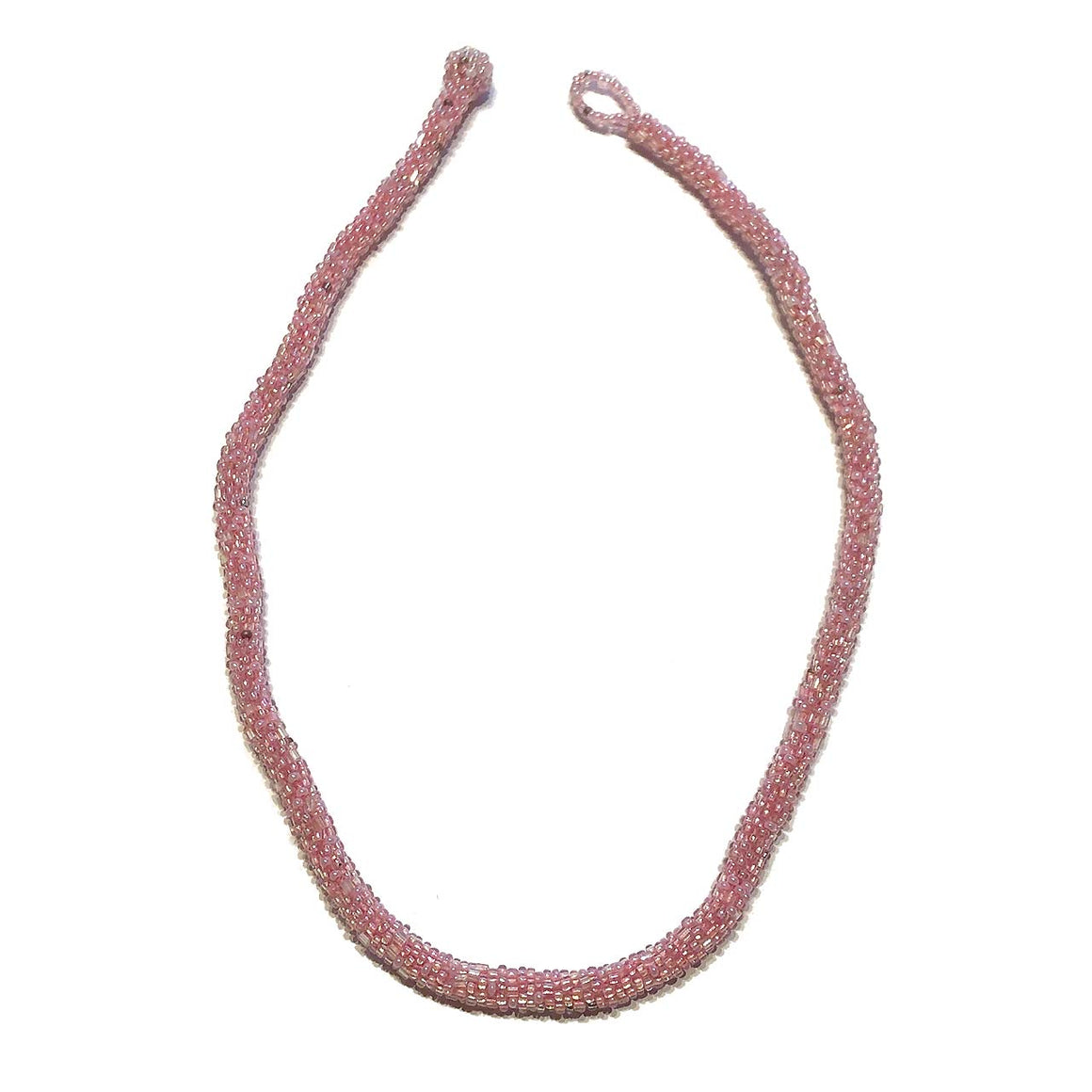 Hand Crocheted Multi Coloured Pink Glass Bead Necklace