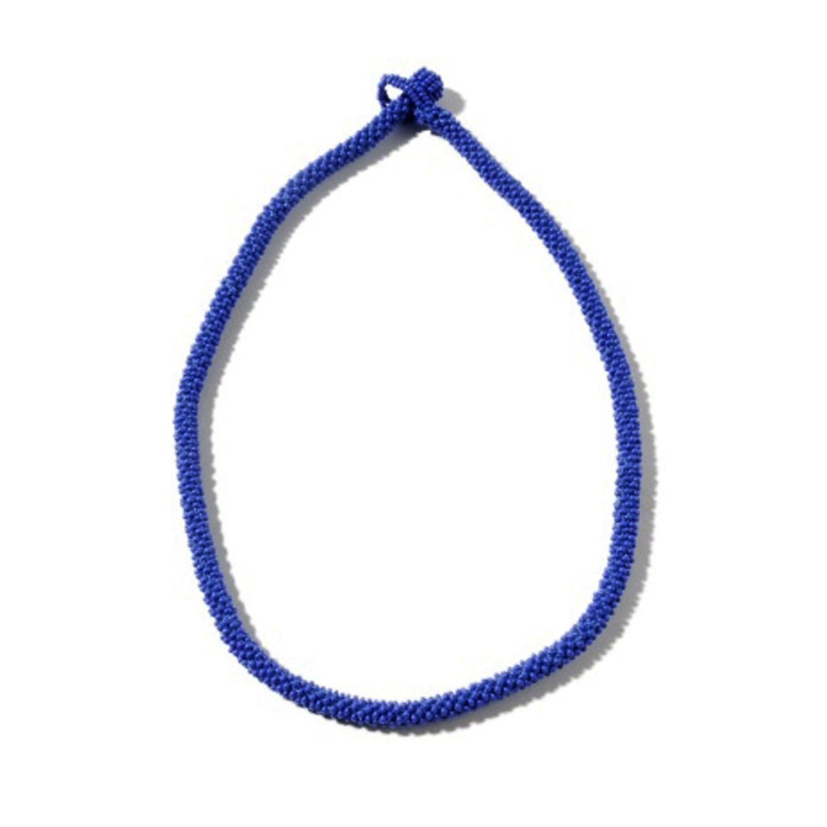 Hand Crocheted Lapis Coloured Glass Bead Necklace