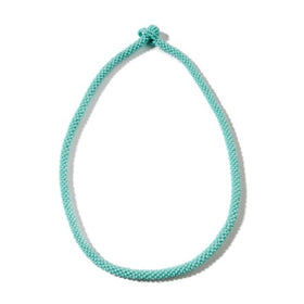 Hand Crocheted Turquoise Coloured Glass Bead Necklace 19.5 inches or 24 inch Length