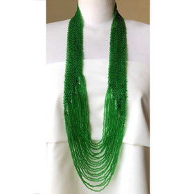Beaded Potay Bold Waterfall Necklace - Green