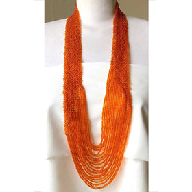 Beaded Potay Bold Waterfall Necklace - Orange