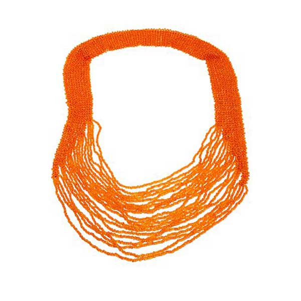 Beaded Potay Bold Waterfall Necklace - Orange