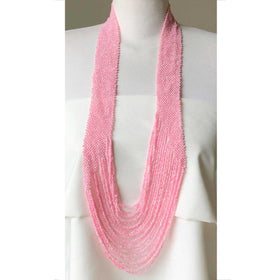 Beaded Potay Bold Waterfall Necklace - Pink
