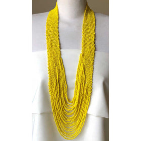 Beaded Potay Bold Waterfall Necklace - Yellow
