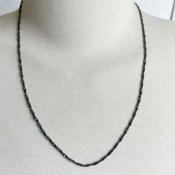 Sterling Silver Twisted Herringbone Chain Necklace with Black Rhodium Plate - 20"