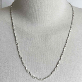 Sterling Silver Twisted Herringbone Chain Necklace - 20"
