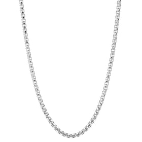 Men's Rhodium Plate Round Box Chain - 24inch