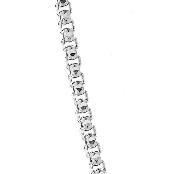 Men's Rhodium Plate Round Box Chain - 24inch