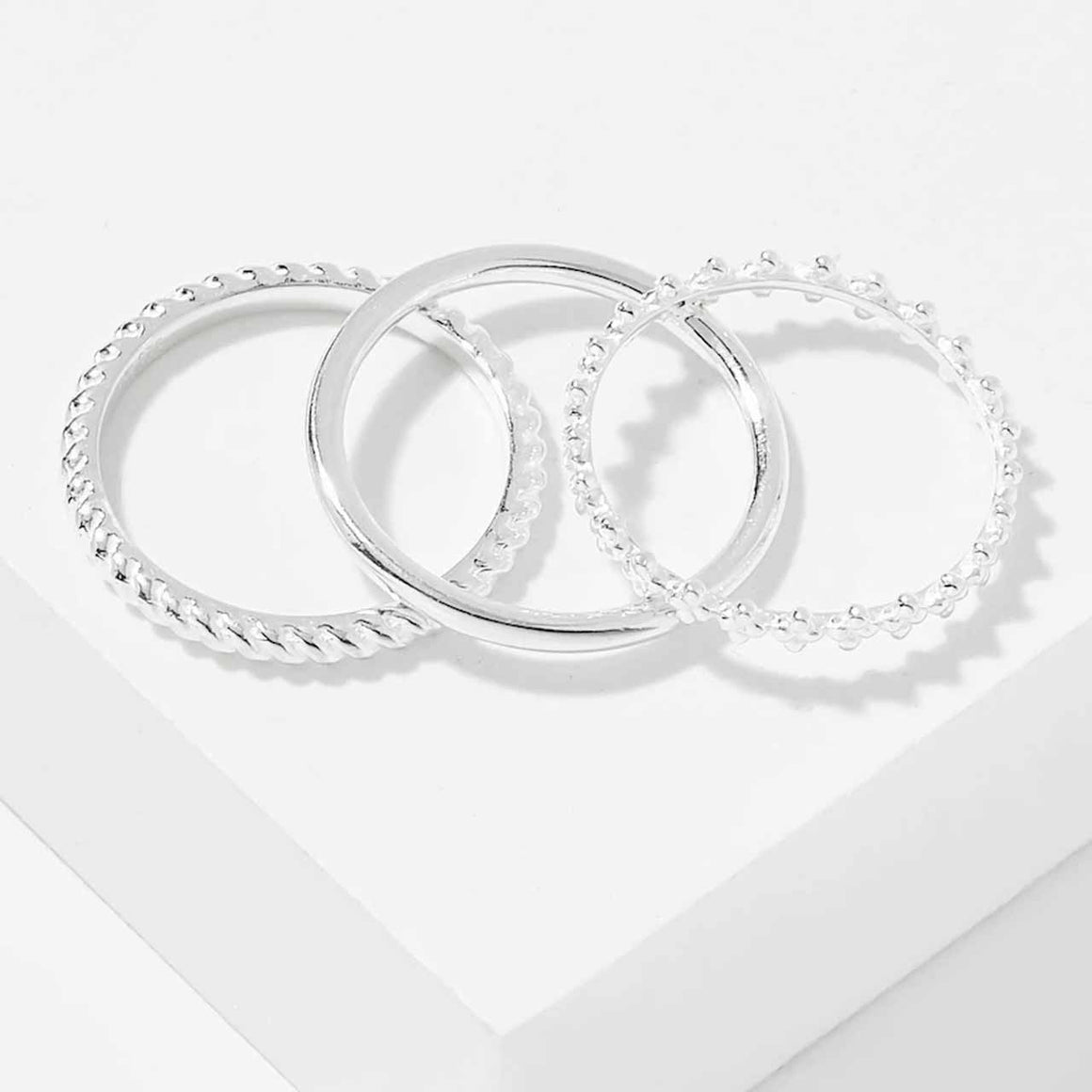 Sterling Silver Three Piece Stackable Ring Set