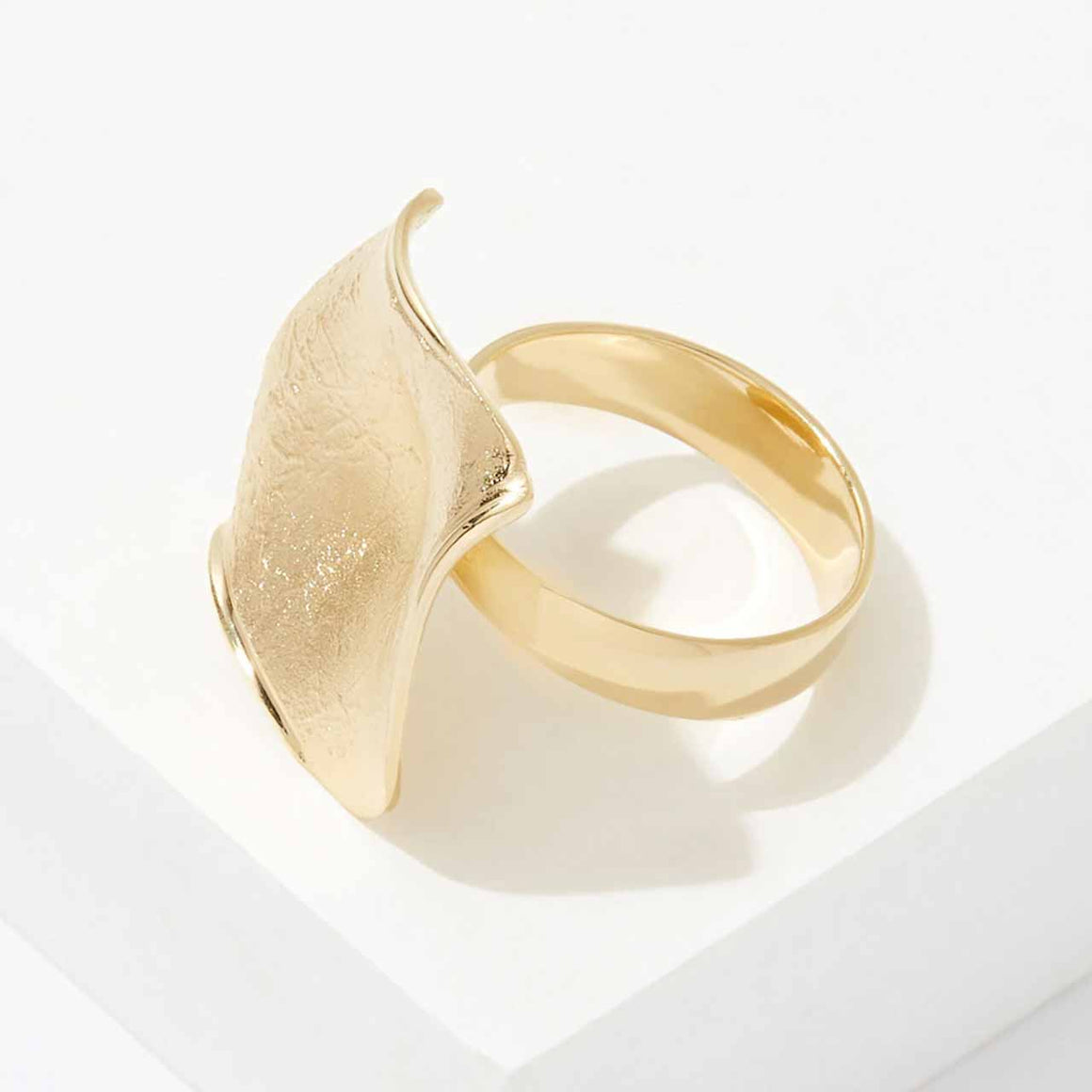 Sterling Silver Yellow Gold Plate Organic Shape Matte Ring