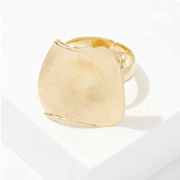 Sterling Silver Yellow Gold Plate Organic Shape Matte Ring
