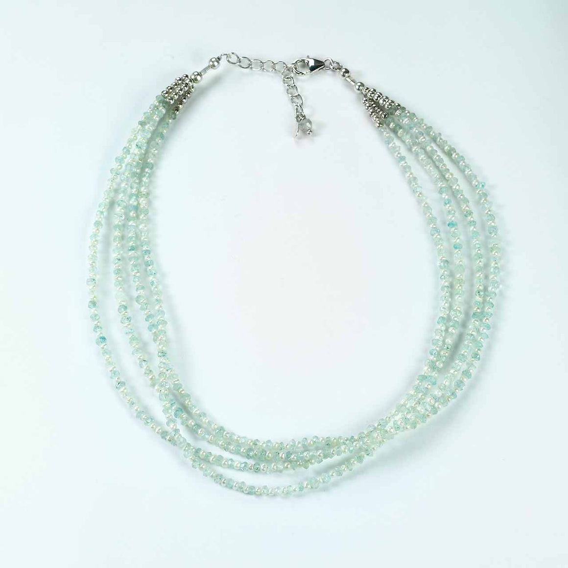 Aquamarine and Freshwater Pearl 3 Strand Necklace