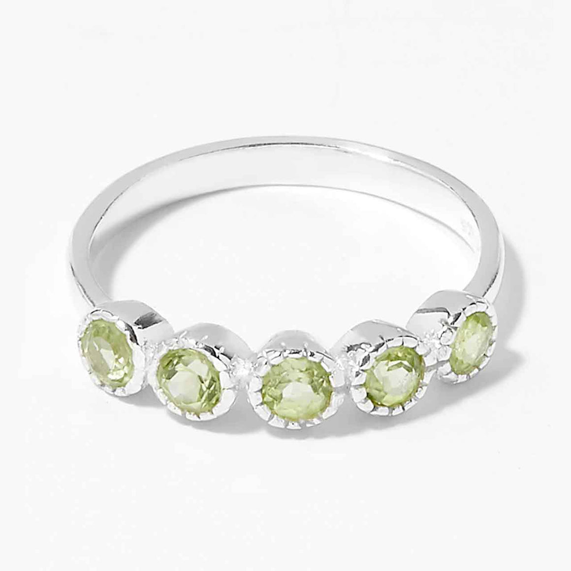 Multi Gemstone Peridot Band Ring