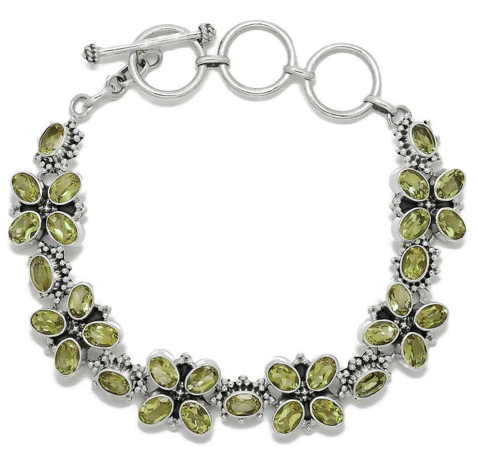 Peridot Butterfly Gemstone Link Bracelet