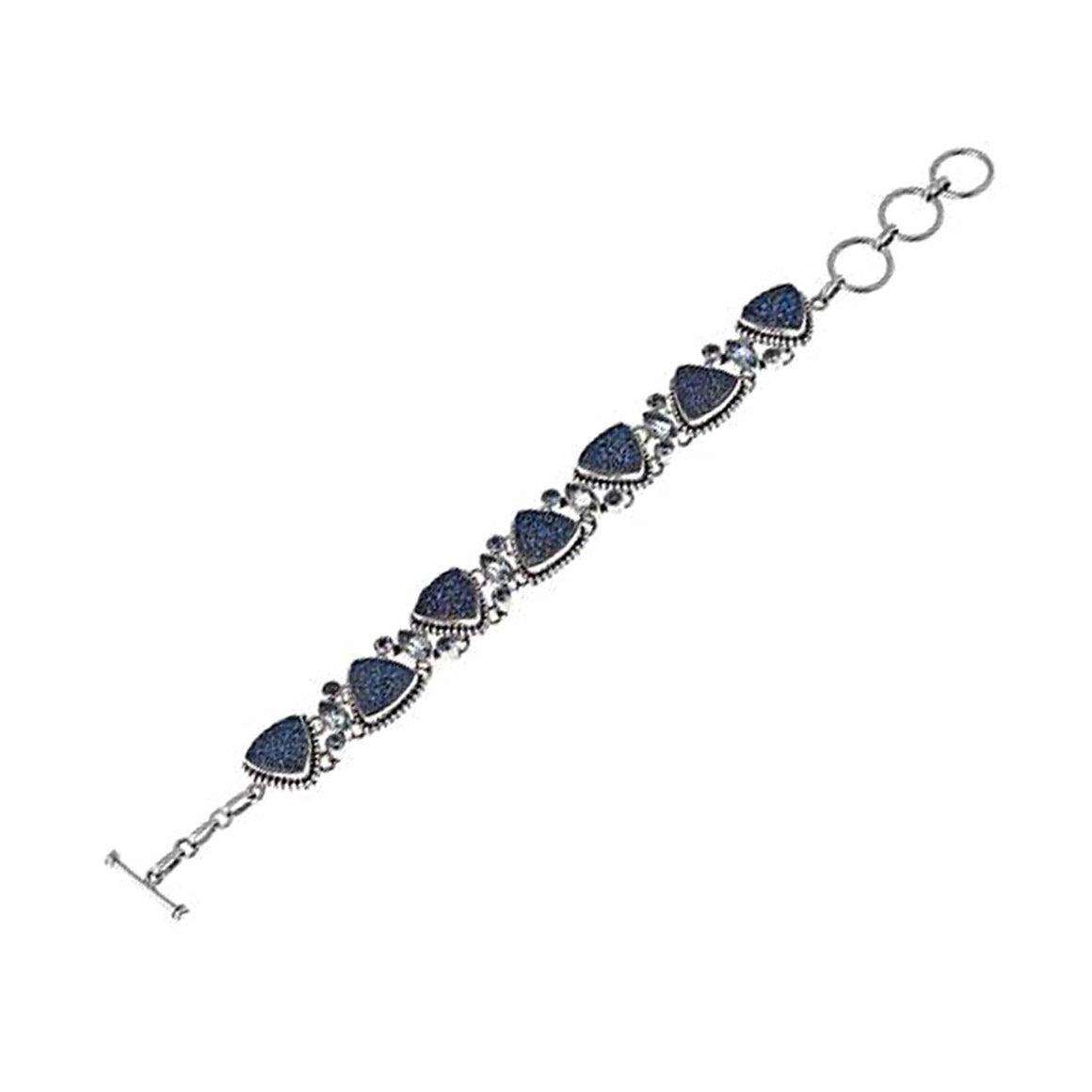 Blue Drusy with Sky Blue Topaz Link Bracelet