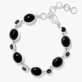 Black Spinel & Faceted Black Spinel Link Bracelet