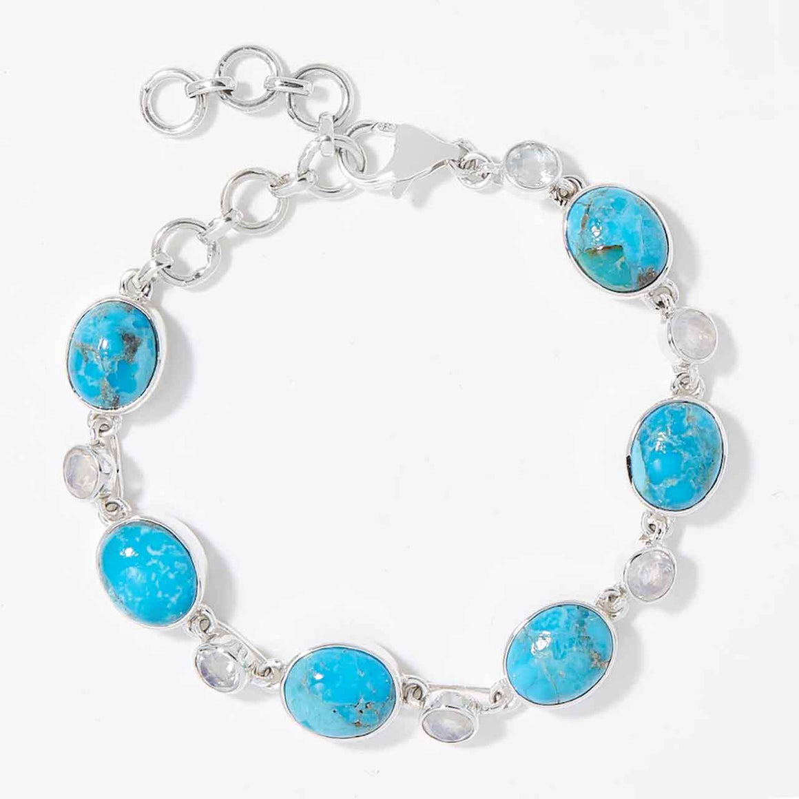 Mohave Turquoise & Rainbow Moonstone Link Bracelet