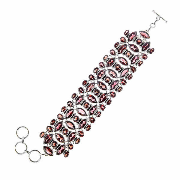 Garnet Multi Gemstone Mosaic Bracelet