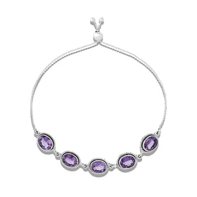 Amethyst 7x9mm Link Slider Bead Bracelet