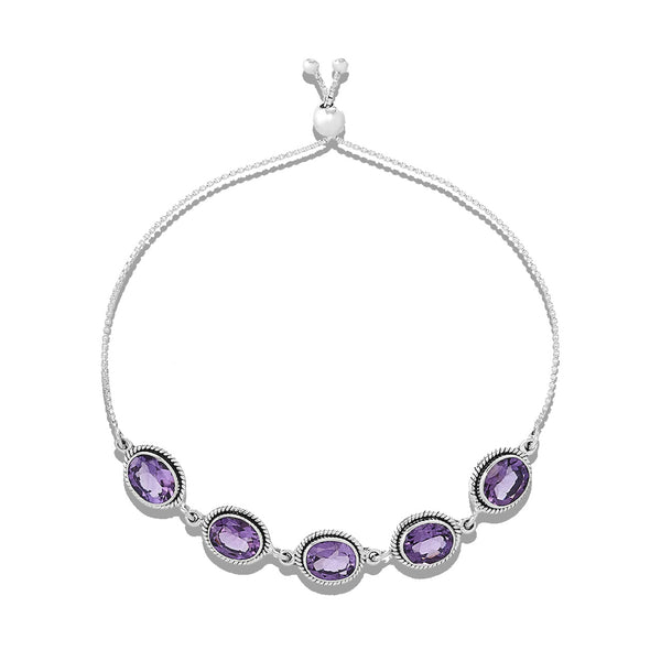 Amethyst 7x9mm Link Slider Bead Bracelet