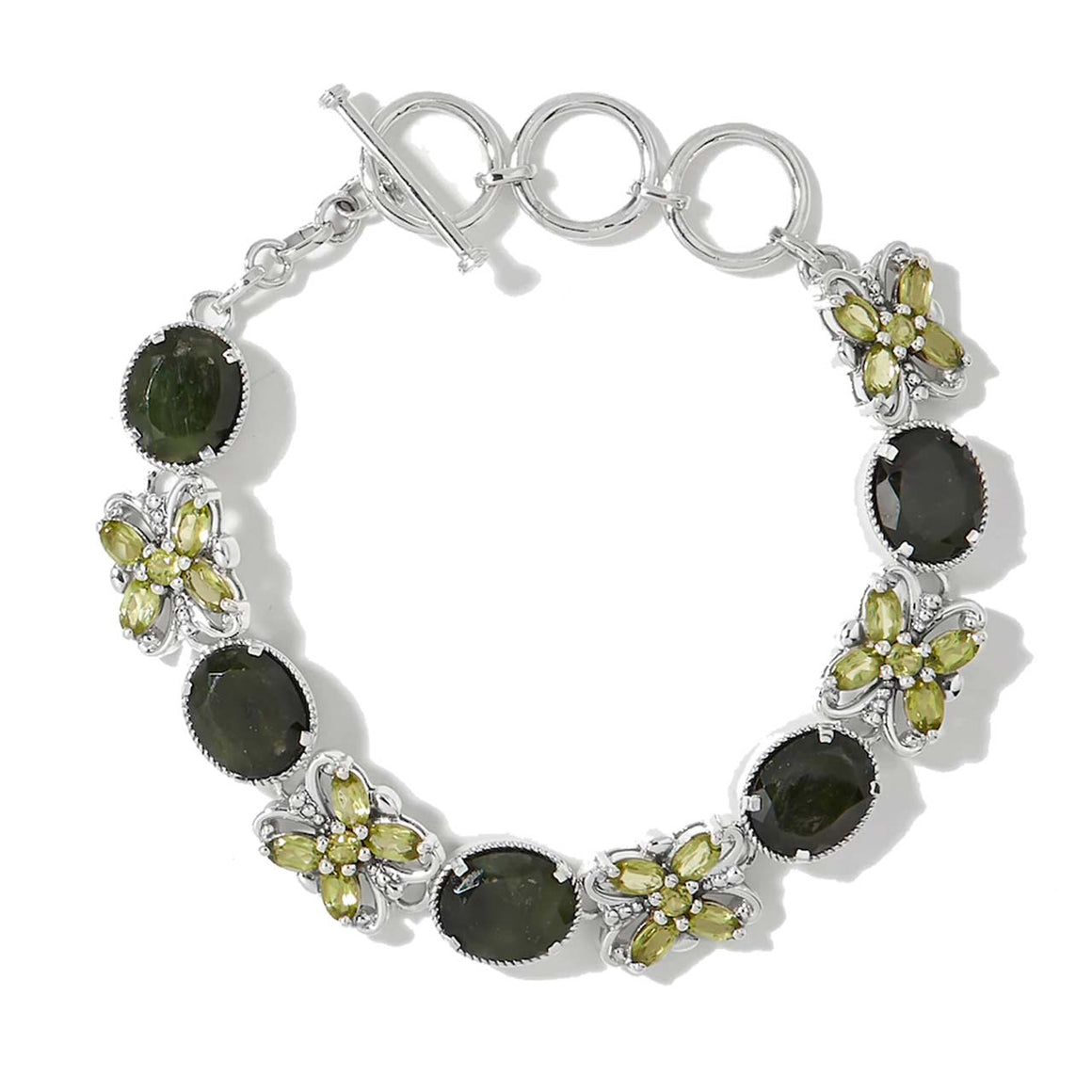 Nephrite Jade and Peridot Link Bracelet