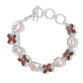 Rose Quartz Faceted and Garnet Link Bracelet