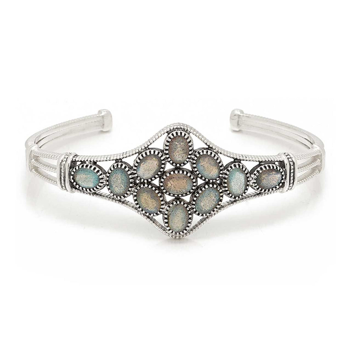 Labradorite Gemstone Cluster Cuff Bracelet