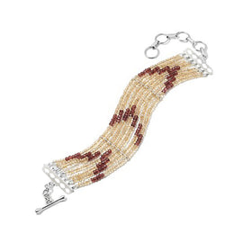 Citrine and Garnet Gemstone Bead Bracelet - Diamond Pattern Findings