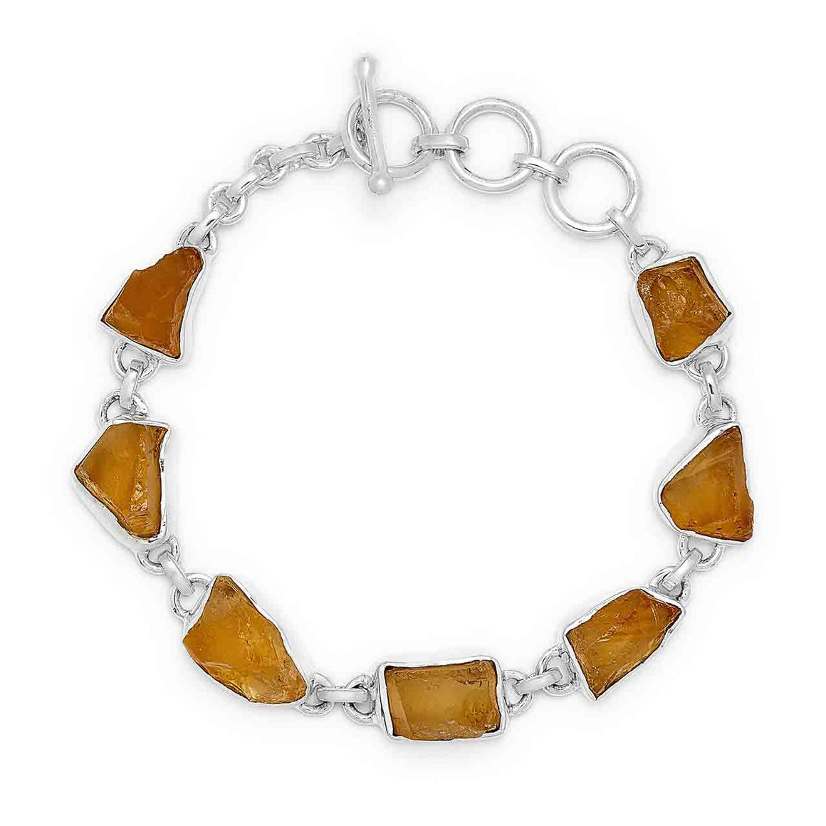 Citrine Rough Gemstone Link Bracelet